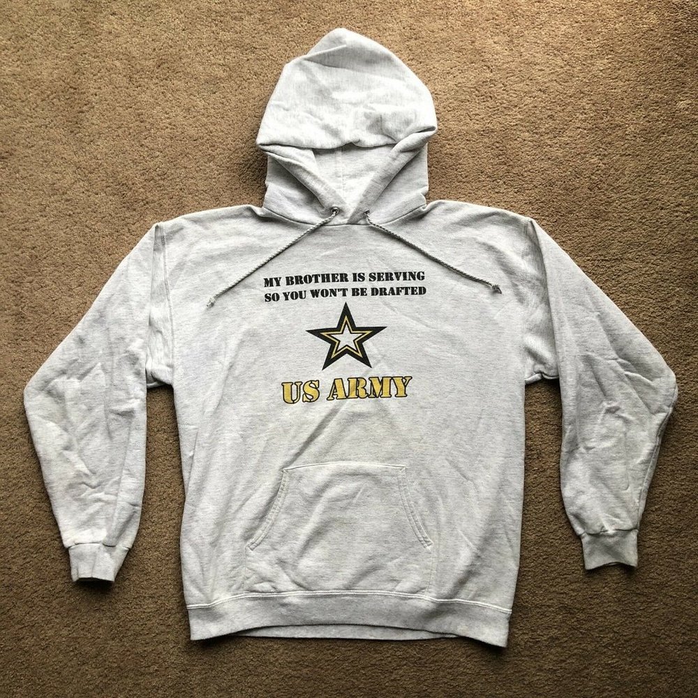 Hanes Ultimate US Army Brother Long Sleeve Sweatshirt/Hoodie, Medium